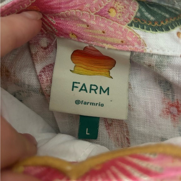 Farm Rio Macaw Bloom Scalloped 100% Linen Shorts - Size M/L - Picture 6 of 14